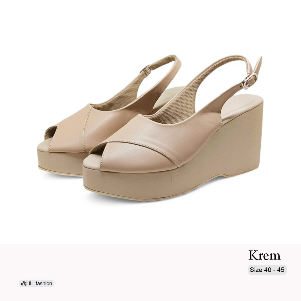 Sepatu Wedges ukuran jumbo 40 -41-42-43-44-45 sandal wedges big size kondangan wanita Hak Tinggi 8cm