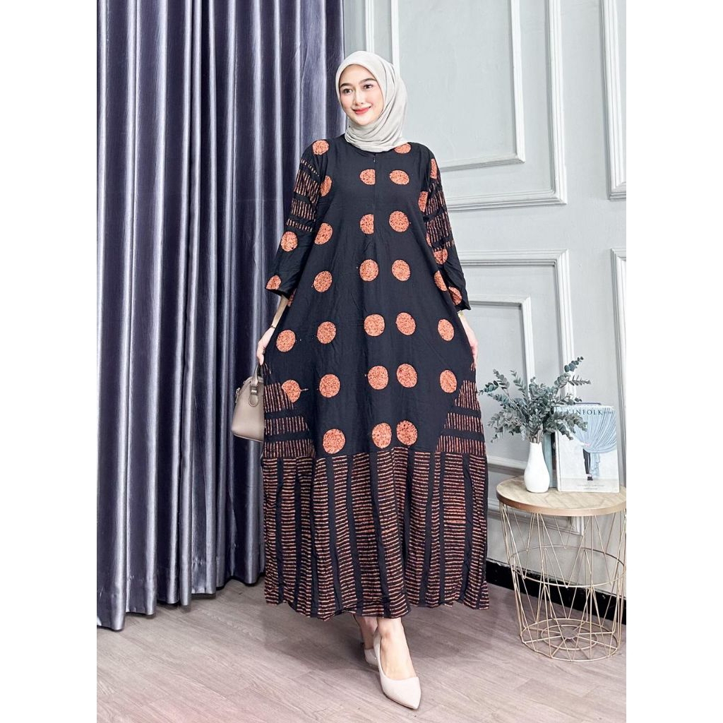 Gamis Muslimah Jumbo Lengan 7/8 Bahan Rayon Twill Cap Premium