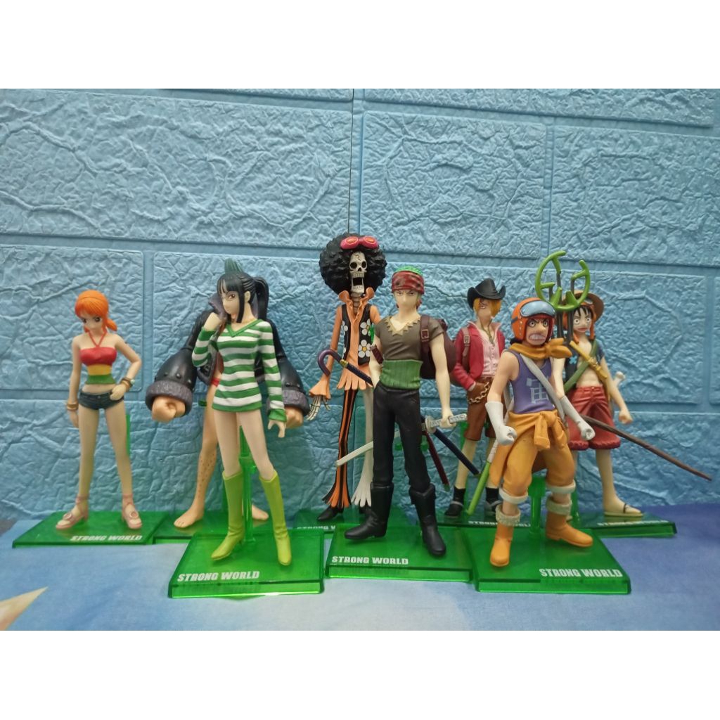 Action Figure One Piece satu set isi 8, Movie Strong World, lini Styling, original Bandai