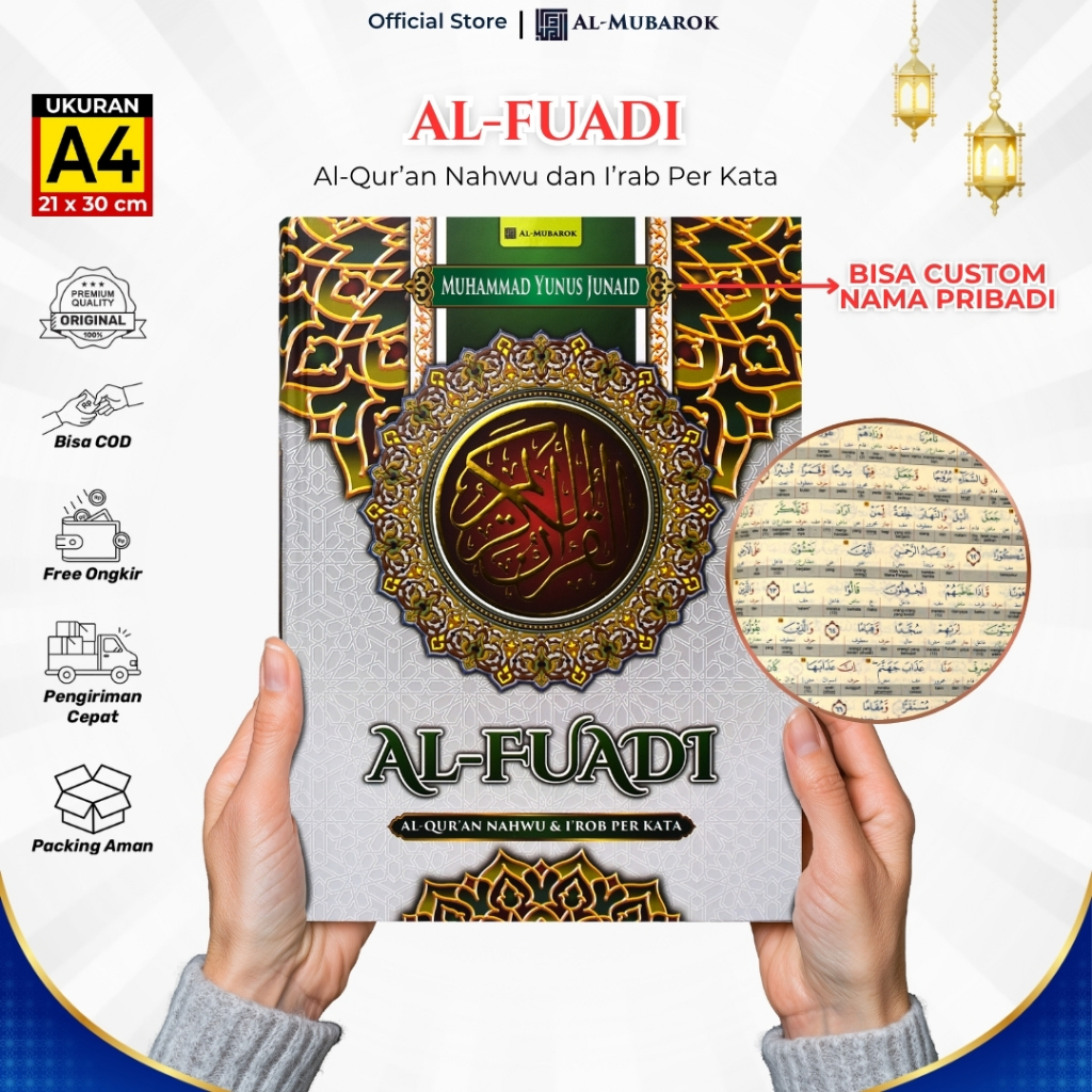 Al Quran AL-FUADI Nahwu Shorof & I'rob Terjemah Per Kata A4 Besar Bisa Custom Nama Mushaf Alquran Te