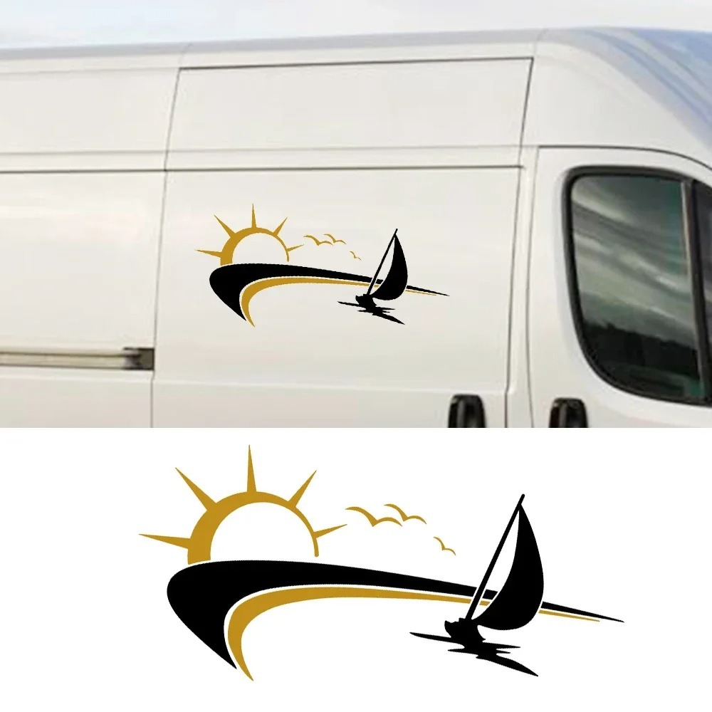 Stiker Mobil Berlayar di Laut Dekorasi untuk SUV Camper RV Van Motorhome Caravan Pickup Vinyl Berkem