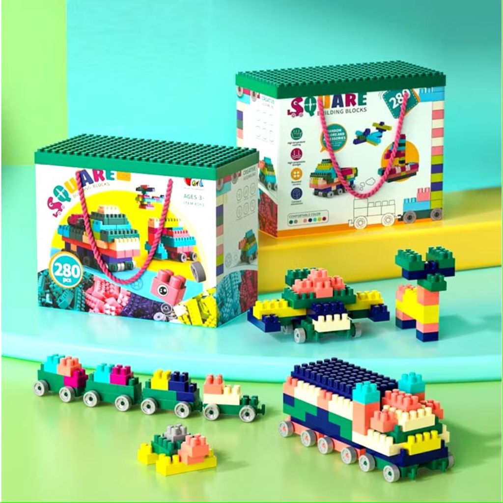 mainan Lego isi 280pcs, square building blocks isi 280pcs, mainan anak balok, mainan anak Lego, main