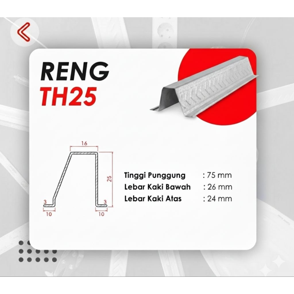 KENCANA Reng 0,40xTH25x6meter Baja Ringan