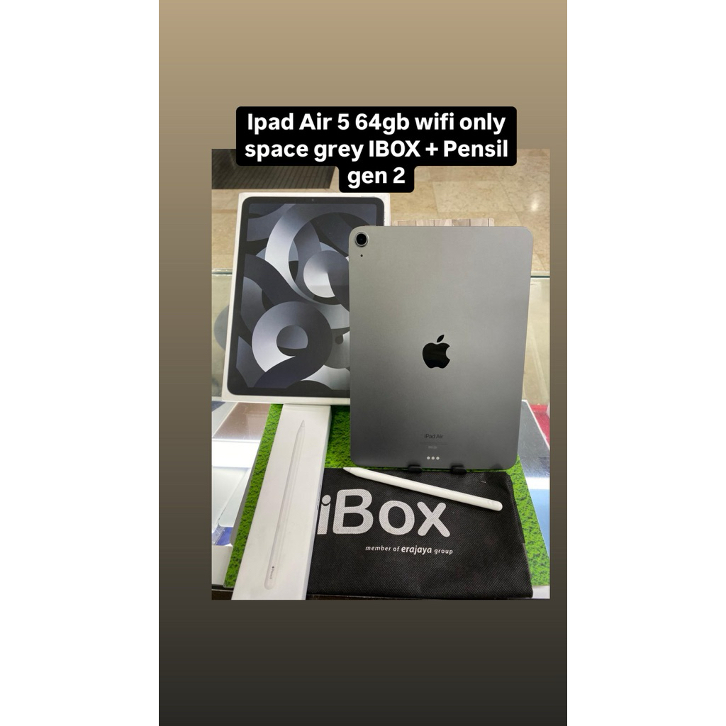 Ipad Air 5 64gb wifi only space grey resmi bekas + apple pencil gen 2