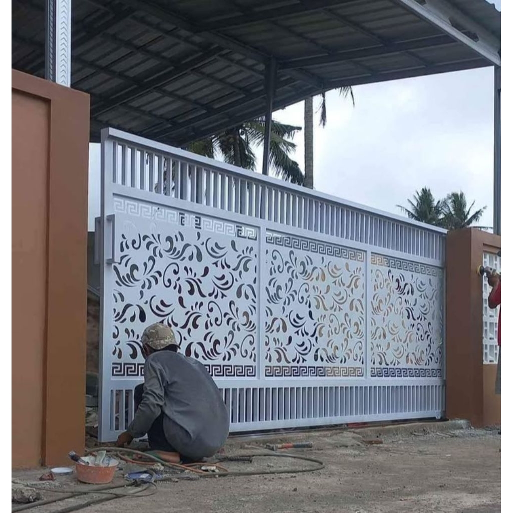 pintu gerbang minimalis mewah pelat cutting laser