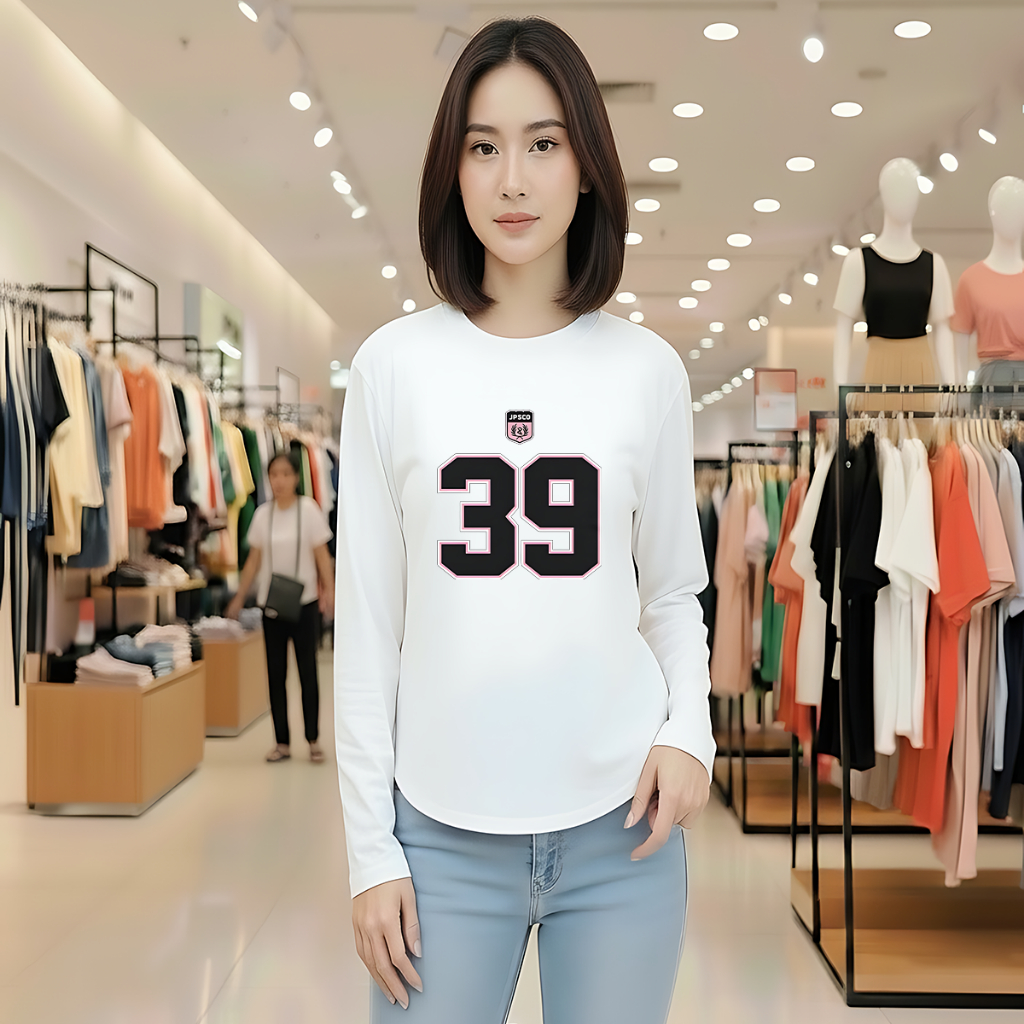 Kaos Oval Lengan Panjang/Kaos Polos Oval/Kaos Oval Motif Angka Trend