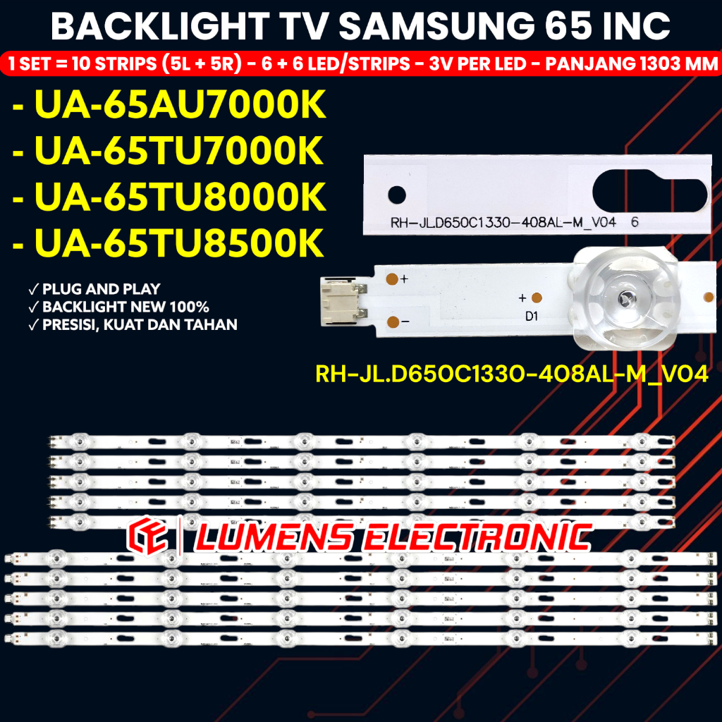 BACKLIGHT TV SAMSUNG 65 INCH 65TU7000 65TU8000 65AU7000 65TU8500 65TU7000K 65TU8000K 65AU7000K 65TU8