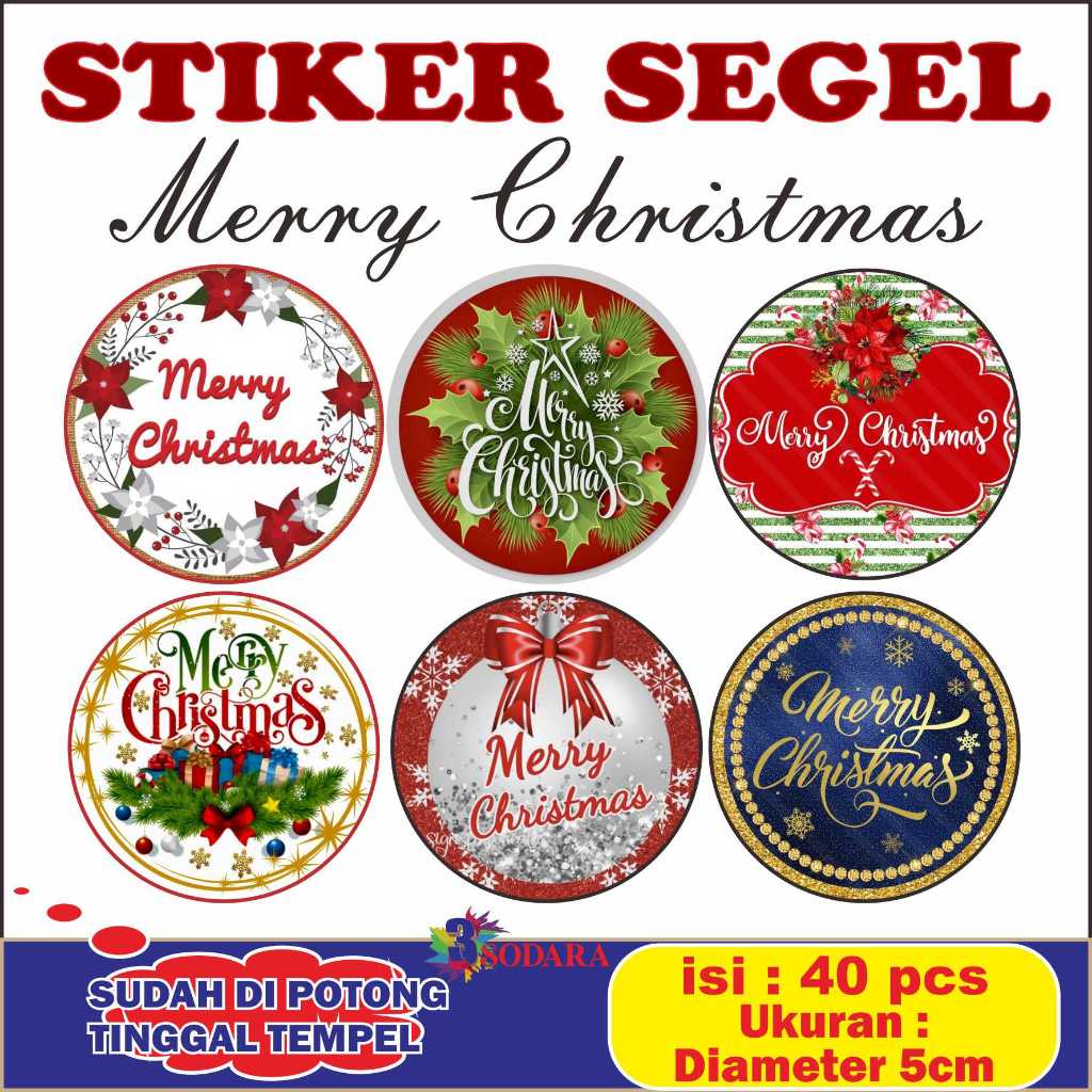 Stiker Natal Bulat /Sticker Merry Christmas/ Toples Cookies Hampers