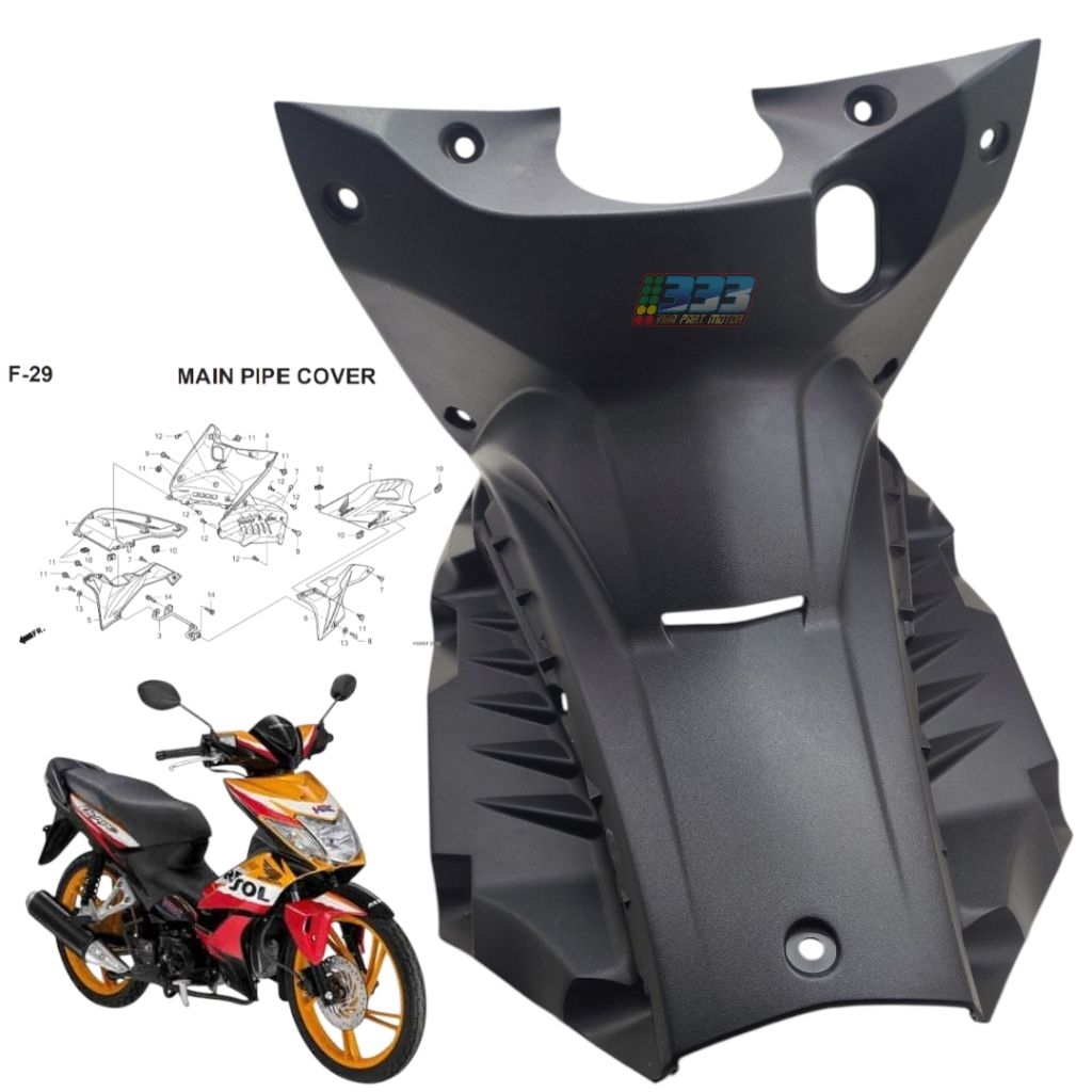 cover main pipe upper dek kunci legshield tengah atas honda blade 110 old 2008 - 2011 KWB
