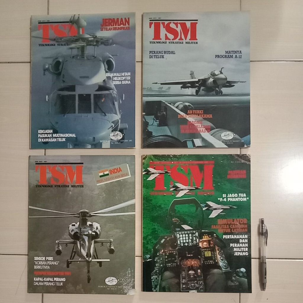 4 MAJALAH JADUL TSM - TEKNOLOGI STRATEGI MILITER - TAHUN 1991,1991,1991,1992 - Majalah Bekas Murah O