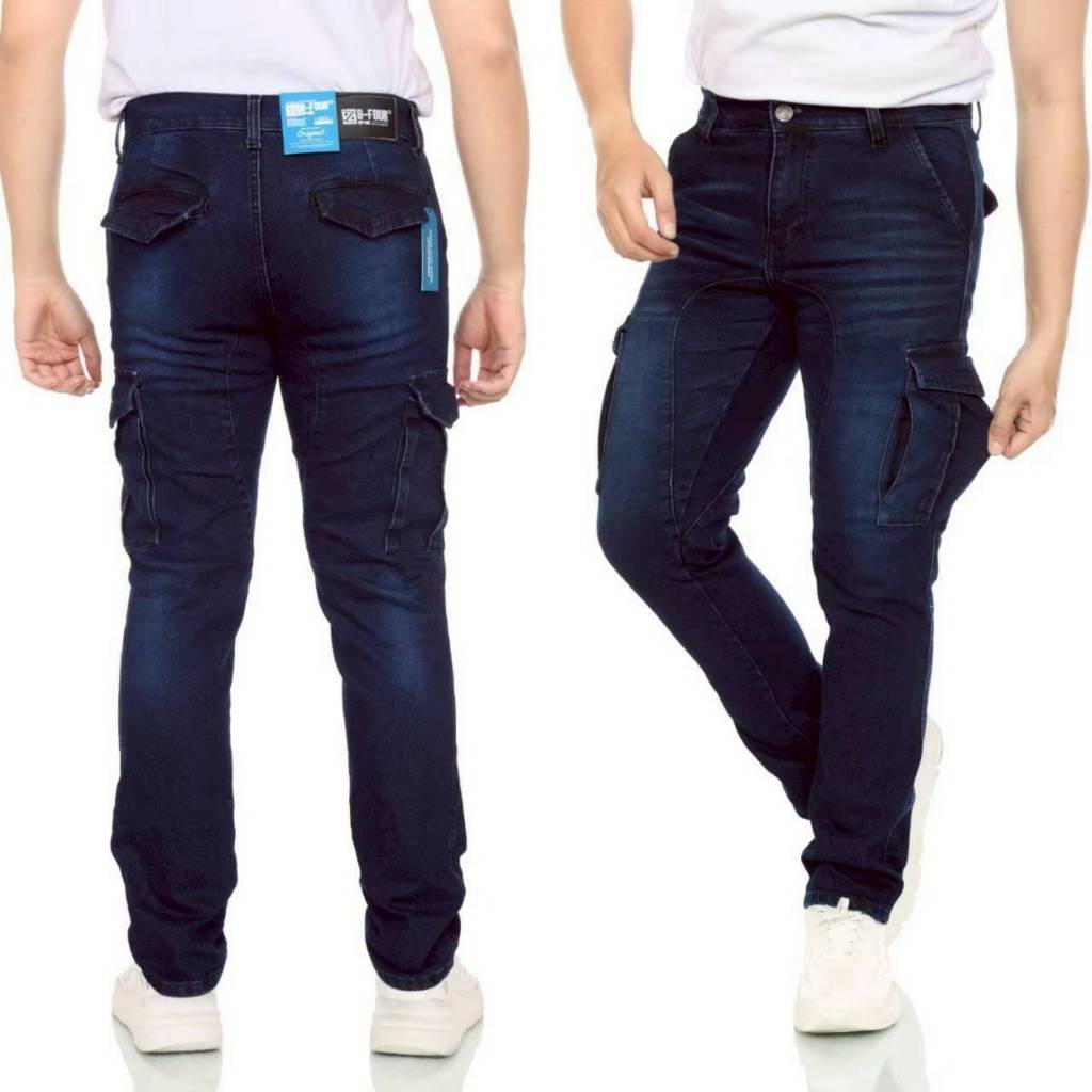 Celana Jeans Pria Slim Fit Cargo Panjang Terbaru Original Celana Jeans Cargo Bikers Denim Pria /Cela