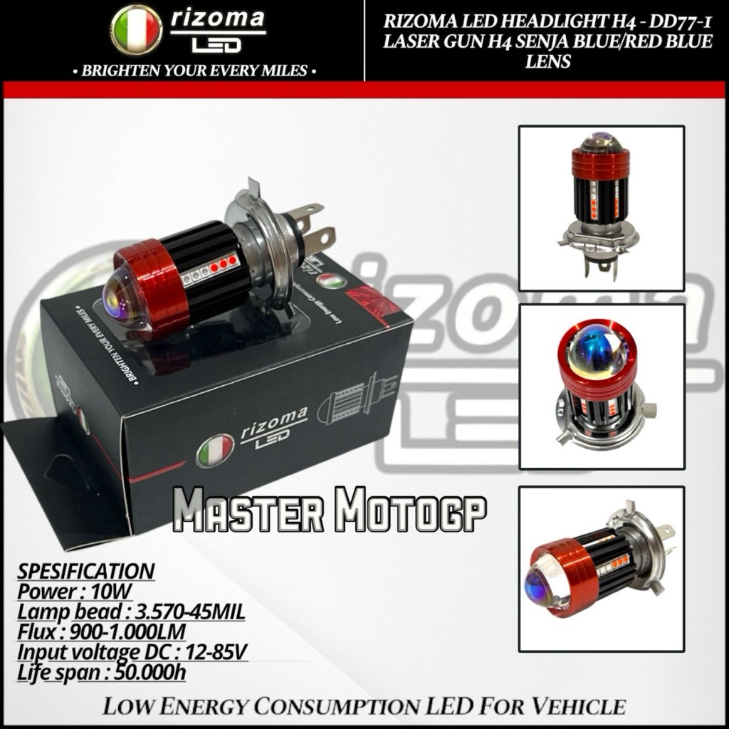 RIZOMA LED bohlam H4 alien laser Gun proyektor Lensa pelangi H4 elien bohlam lampu depan Led H4 bohl