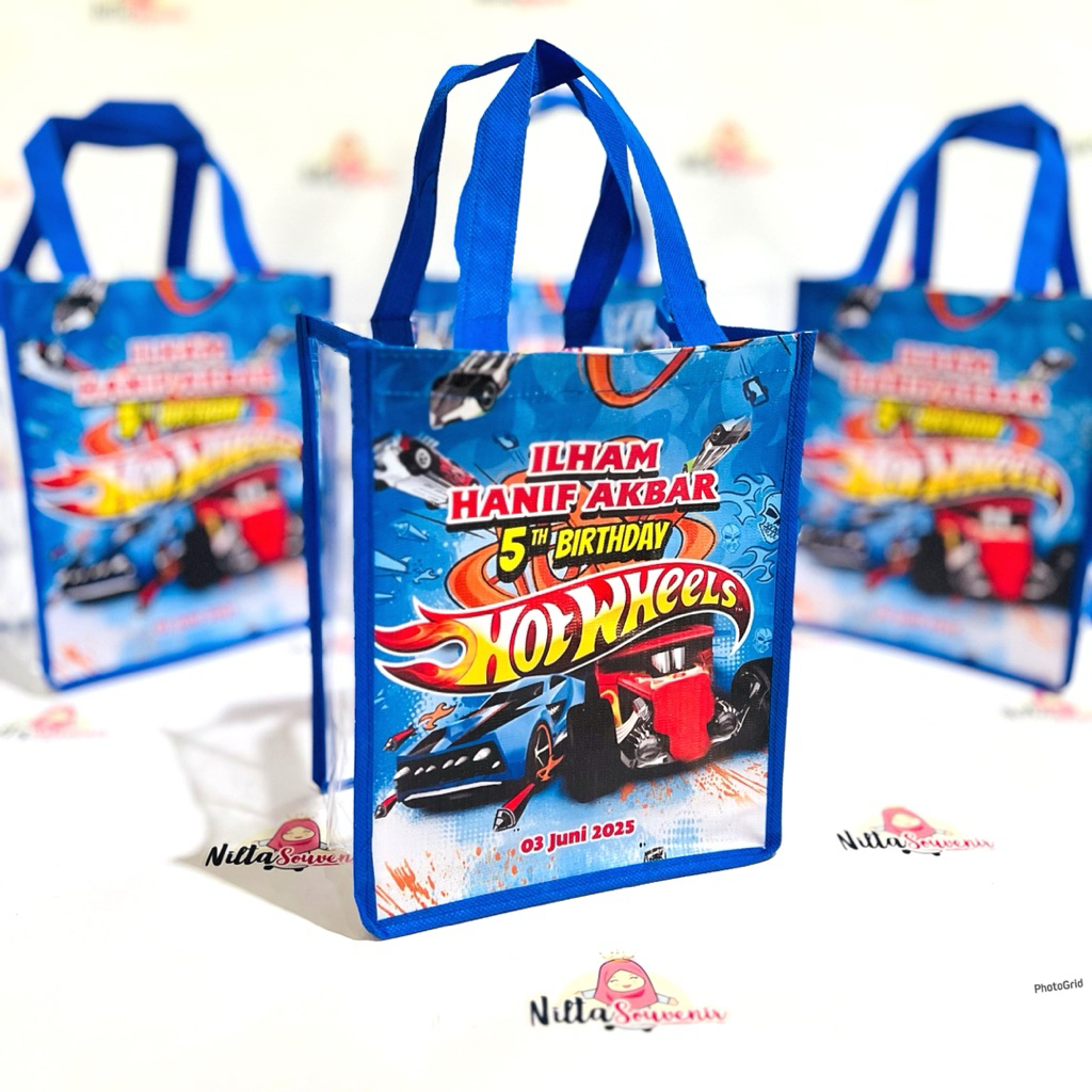 Tas Souvenir Ulang Tahun Snack Ultah Anak Mika Transparan Masuk Box KFC Custom Gambar Hotwheels