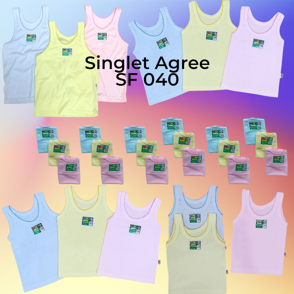 ( 1 Paket Isi 6 ) Singlet Agree SF 040 | Singlet Anak-Anak | singlet Agree Anak| Singlet Agree SF 04