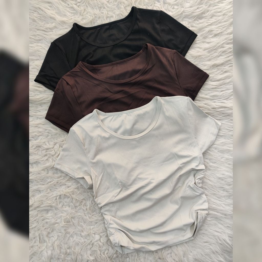 Kaos Crop Serut Samping Wanita 005