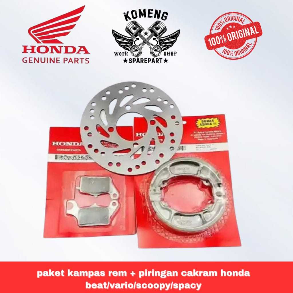 paket kampas rem + piringan cakram honda beat/vario/scoopy/spacy