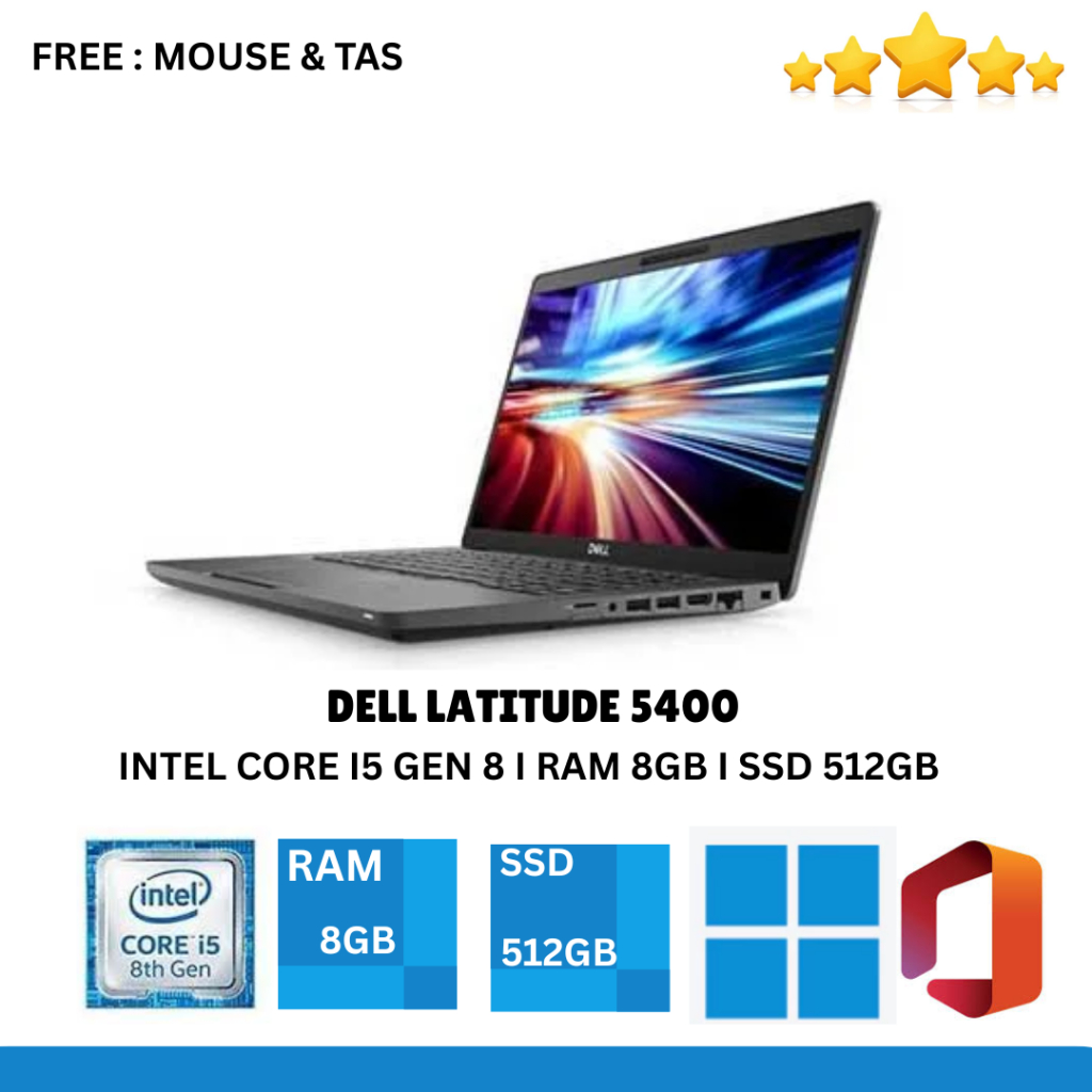 Laptop Dell Latitude 5400 Core i5 Gen 8 & Core i7 Gen 8 RAM 32 GB SSD 1 TB Layar 14 Inch