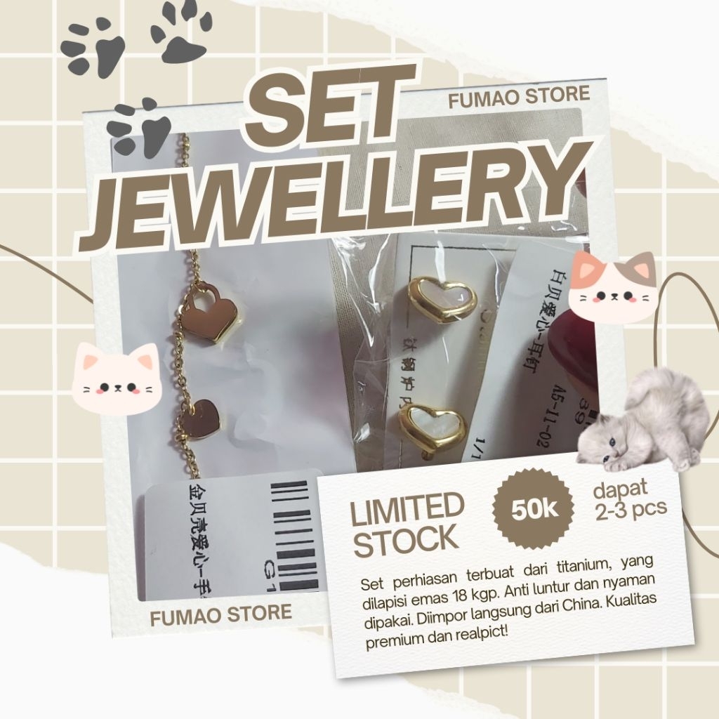 FUMAO STORE - Set Jewellery Titanium Lapis Emas 18 KGP