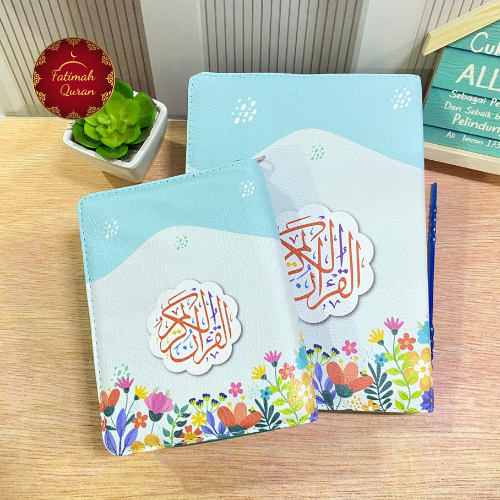 Quran Wakaf Isi Blok Latin Terjemah Perkata Ukuran A5 A6 Quran Kaleb Resleting Desain Hijau Bunga