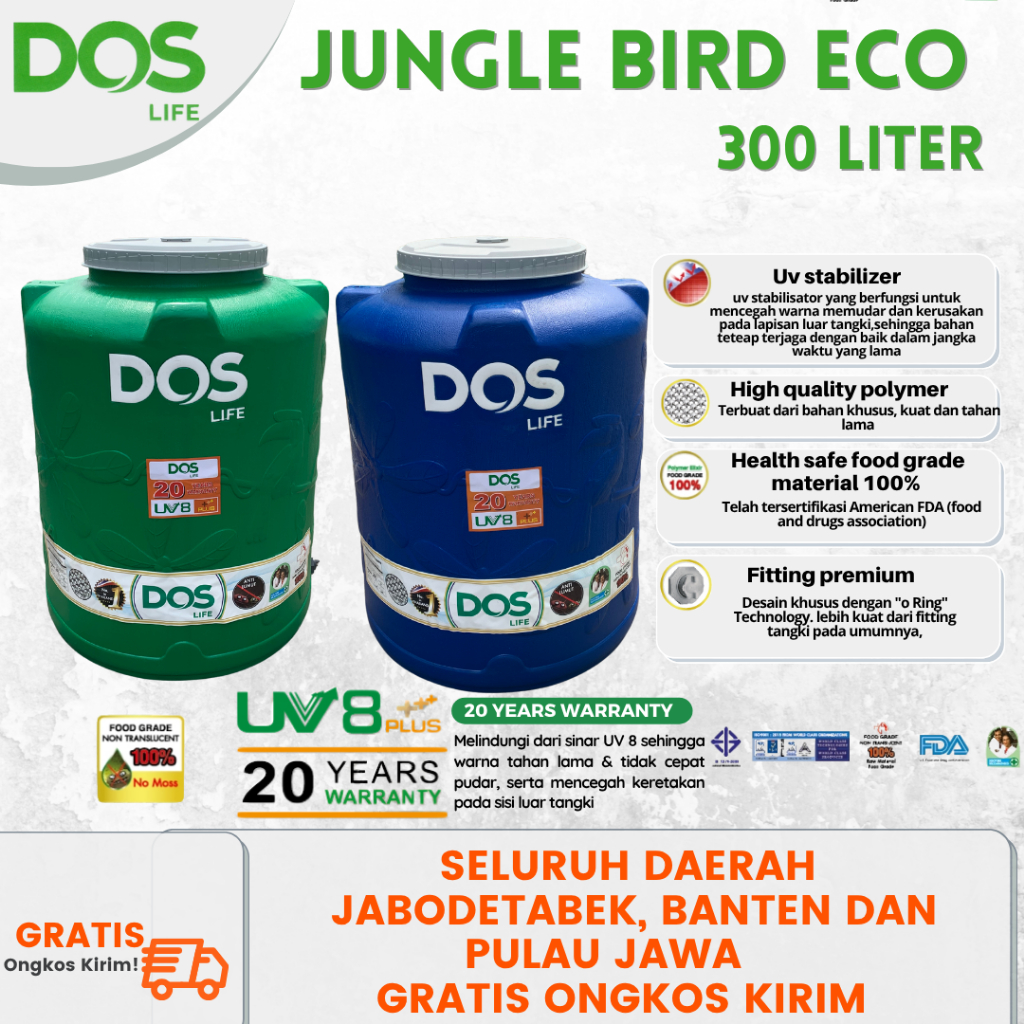 DOS - Water Tank Jungle bird Eco Dark 310 Liter Toren Air Tandon Air Tanki Air