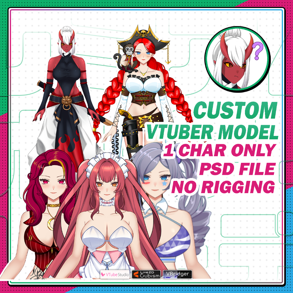 Desain Karakter Vtuber | No Rigging | Jasa Desain Karakter Vtuber Live2d Model | Model Live2d | Komi