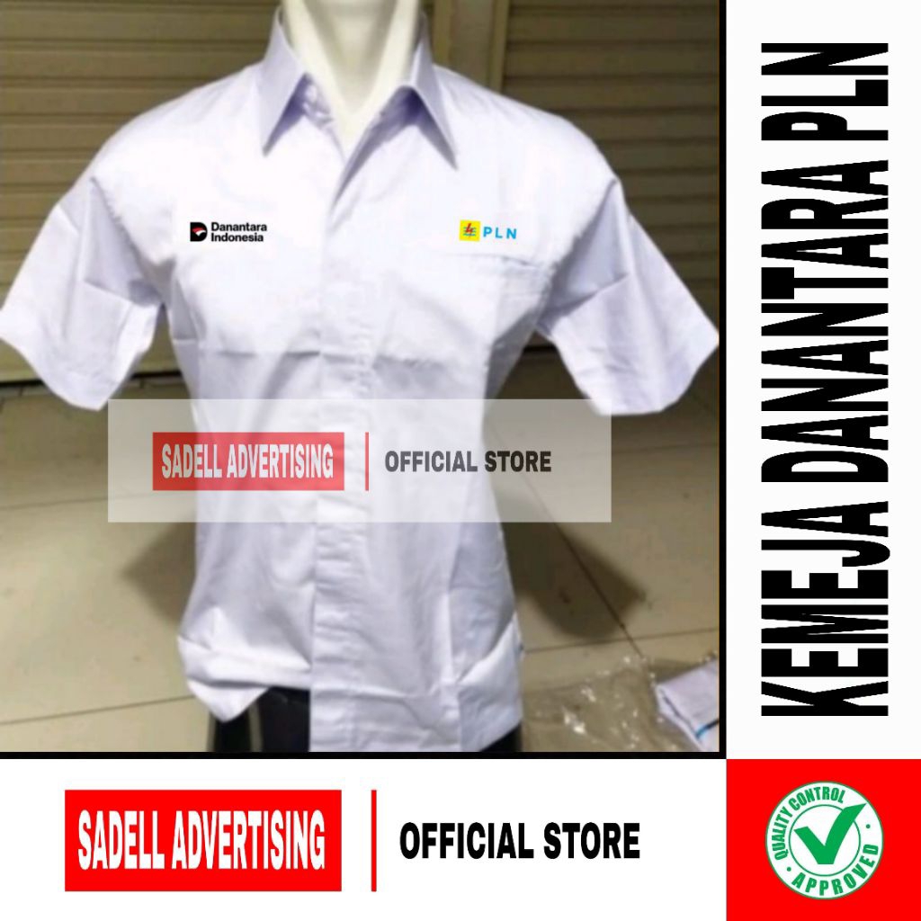Kemeja PLN Seragam PLN Danantara Baju Danantara Indonesia PLN Putih Lengan Pendek Pria Bordir
