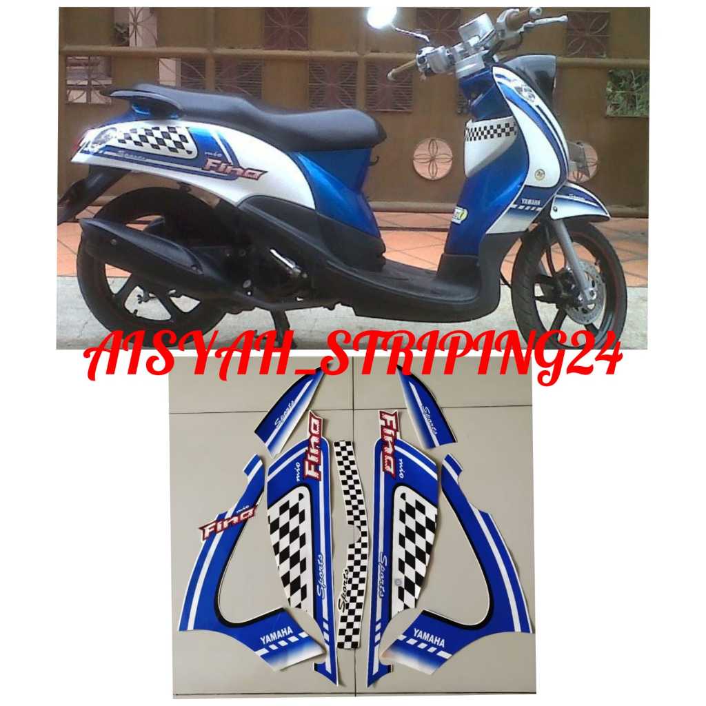 SIKER STRIPING LIS LES POLET BODY MOTOR FINO KARBU 2012 PUTIH BIRU
