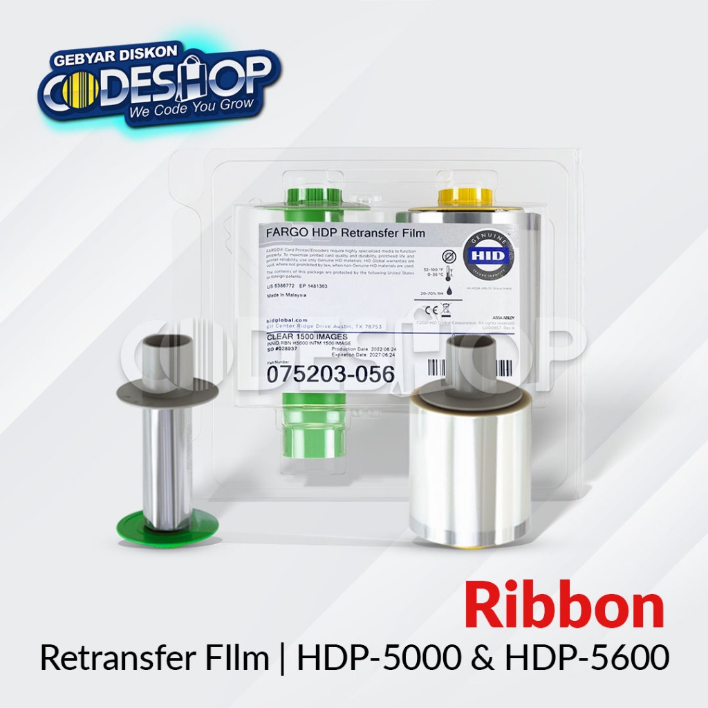Ribbon Color Fargo 075203-056 HDP5600 HDP5000 E-KTP Tinta Clear Retransfer Film Printer ID Card