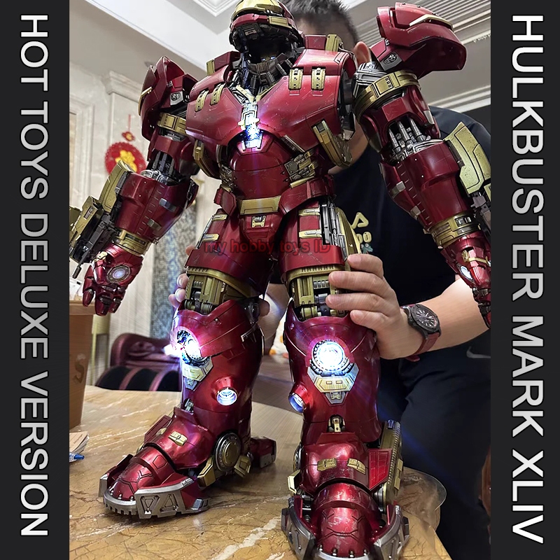 100% Original Hot Toys Action Figure Hulkbuster Mark 43 Size Besar LED With Ironman Mark 44