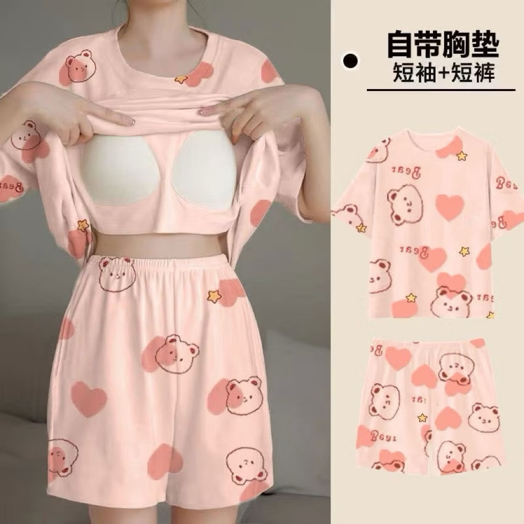 Baju tidur piyama pajamas dengan cup bra