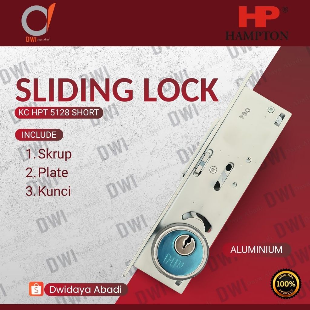 Body Kunci Sliding Pintu Geser / KC HPT 5128 Alumunium Hampton