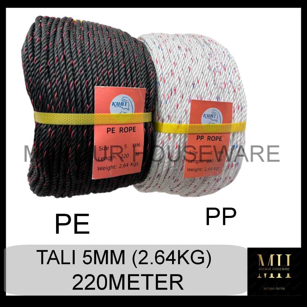 TALI TAMBANG 5MM PANJANG 220METER 2,64KGS / TALI TAMBANG NILON 5MM / TALI TAMPAR 5MM