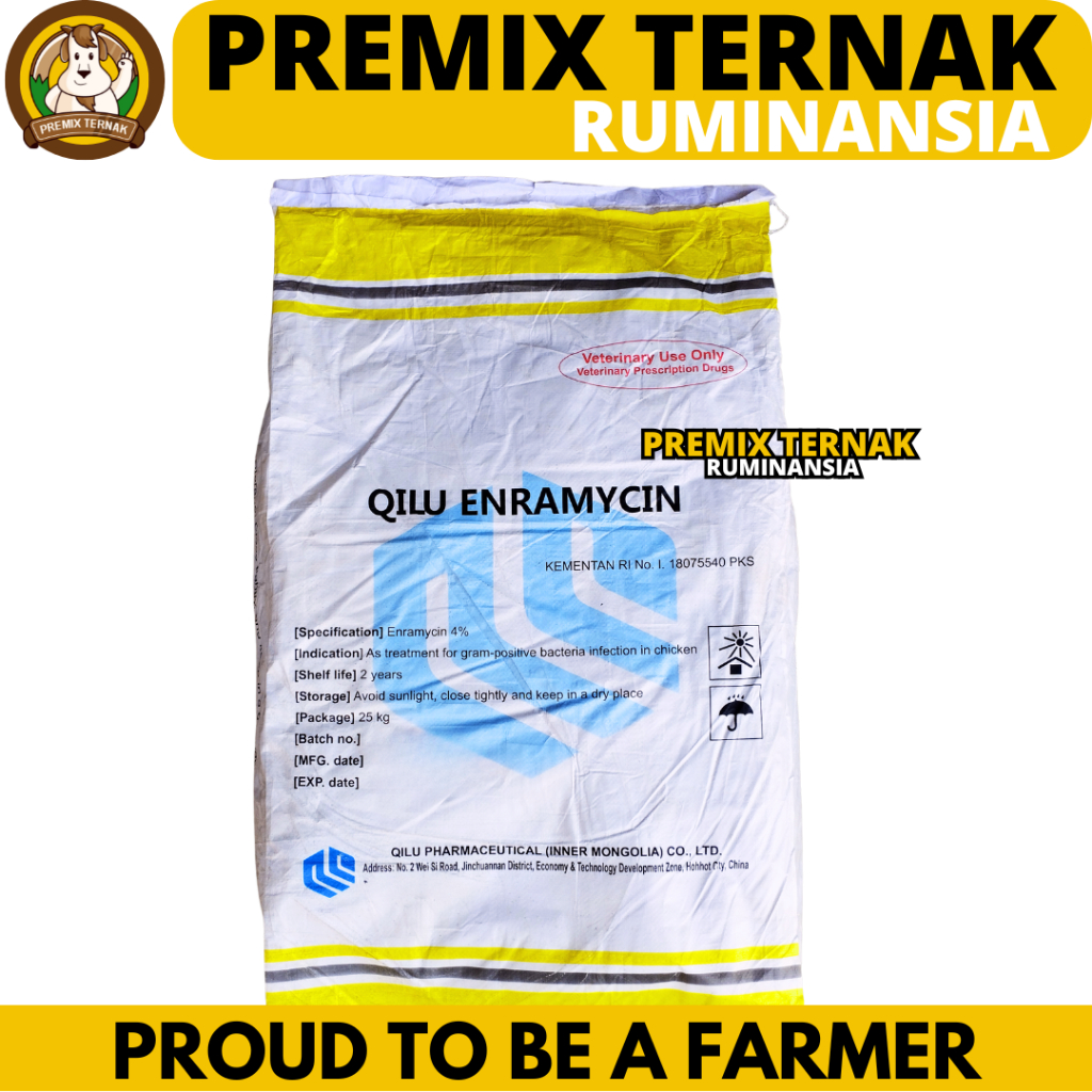 QILU ENRAMYCIN 4% 25 KG - Premix Feed Additive AGP Ayam Petelur Pemacu Pertumbuhan & Penggemukan