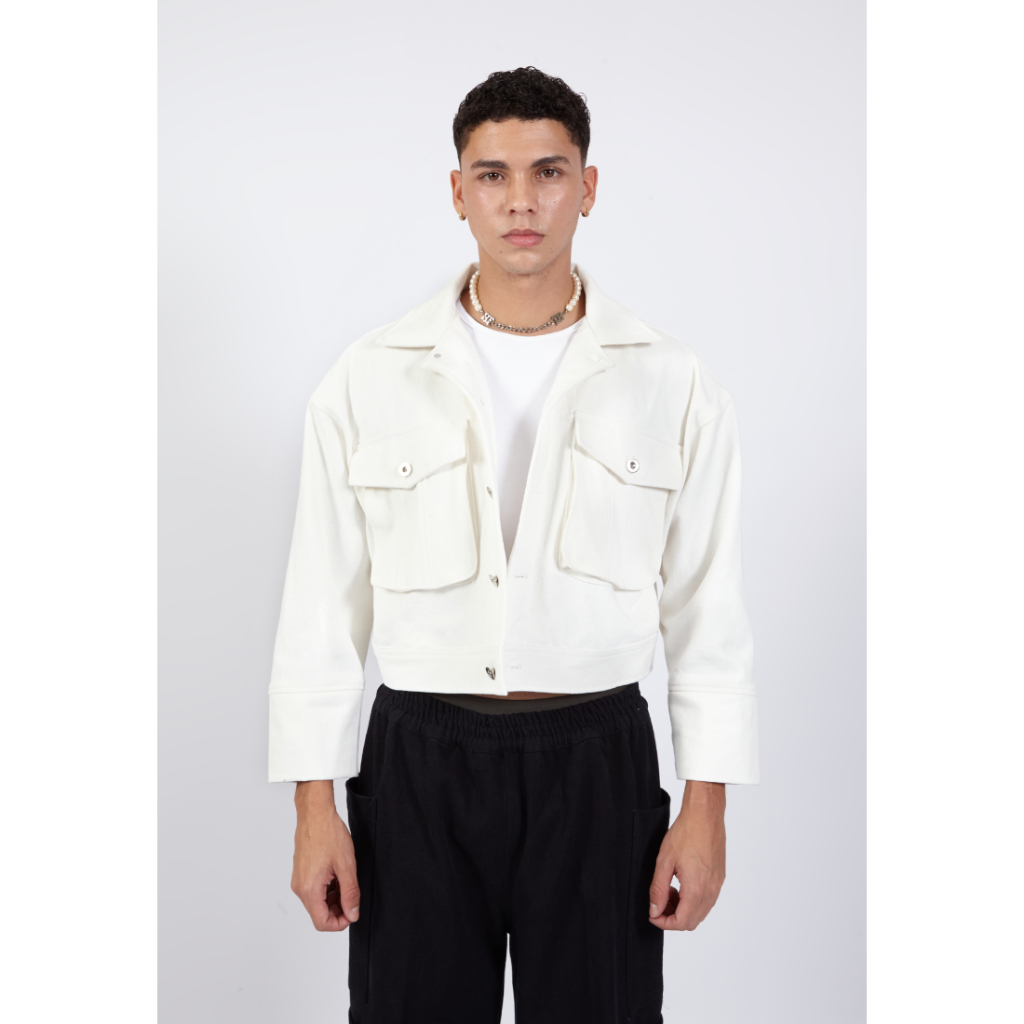 OCWA PREACH WHITE OVERSIZED DENIM JACKET