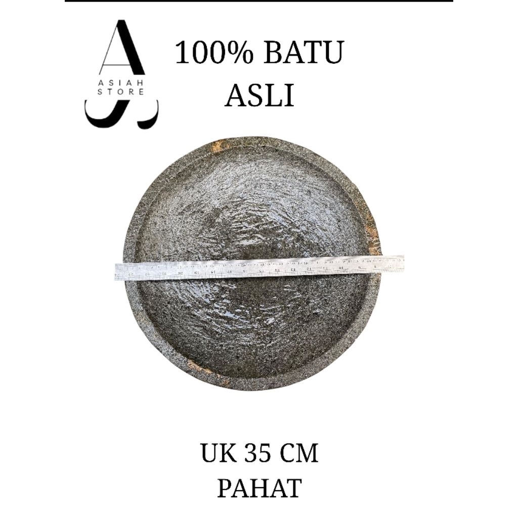 Cobek jumbo batu asli ukuran 35 cm PAHAT plus ulek batu tanpa campuran