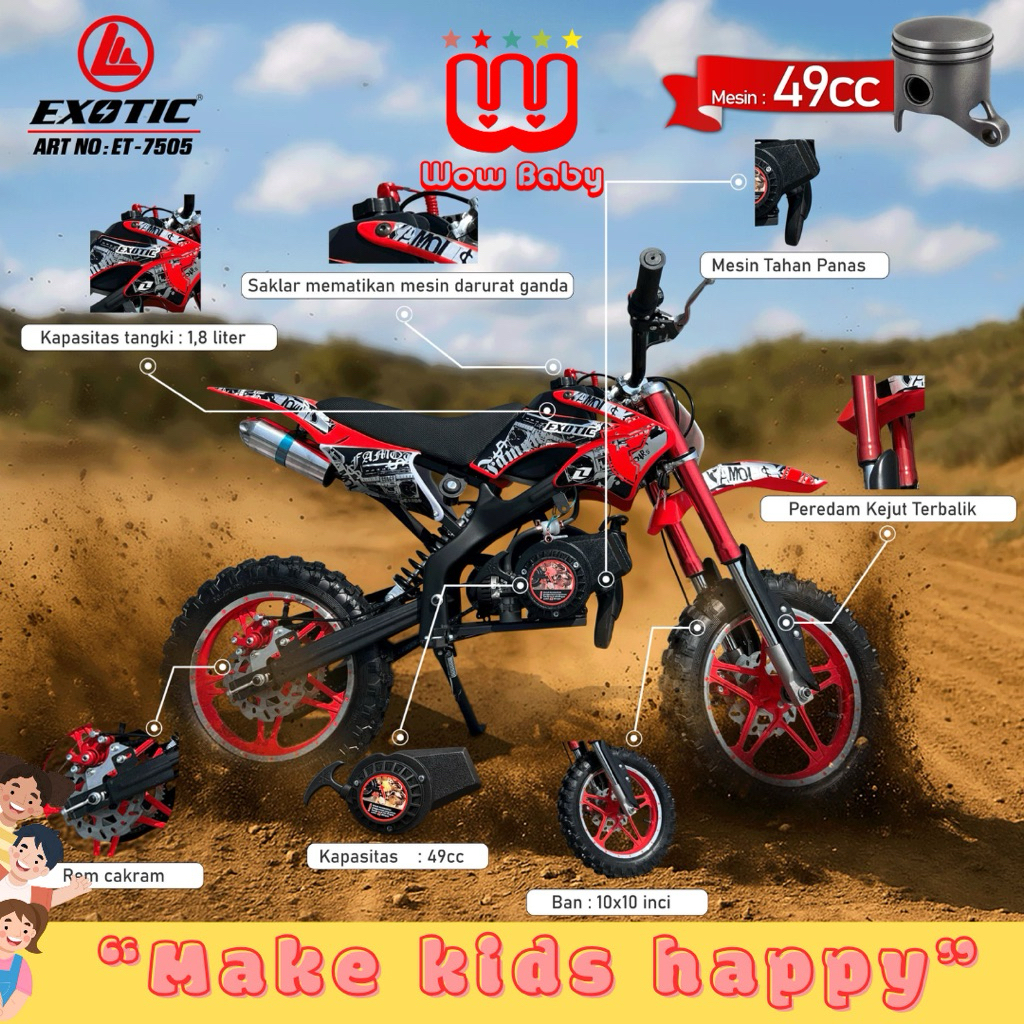 EXOTIC EMT 2285|trail 0988 yukita 979 | 0952  rx king harley Exotic emt2240 motor aki mainan anak XT