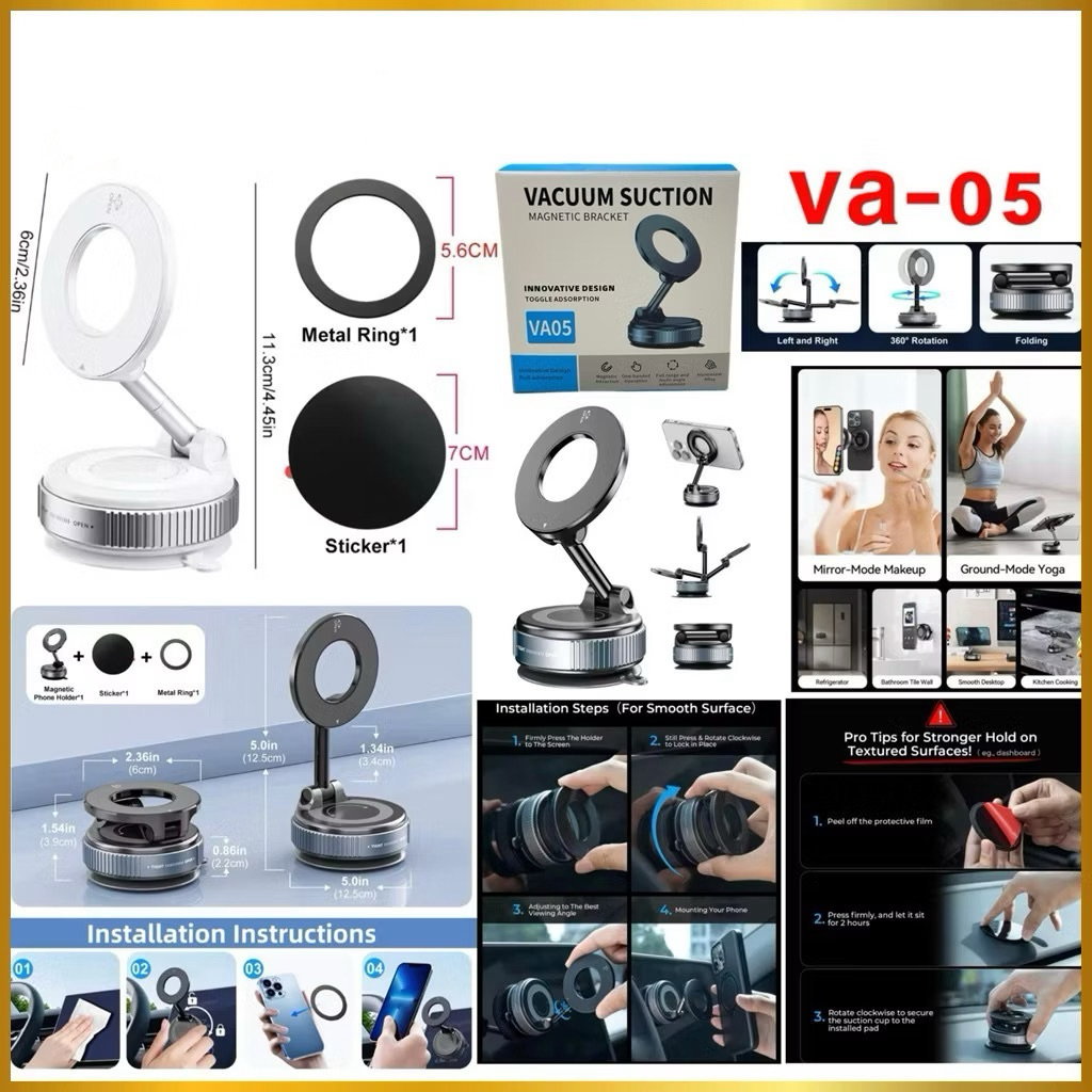 Phone Holder Vacuum Suction Bracket Vango VA-05 Magnetic High Adsorption Dudukan Stand Handphone Tempel Dinding Meja Dashboard Kaca Mobil