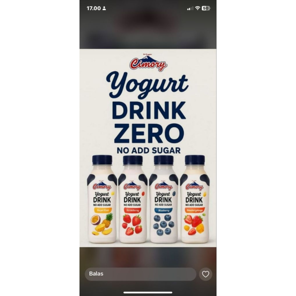 Cimory Yoghurt Drink Zero Sugar 240ml 1dus isi 24pcs