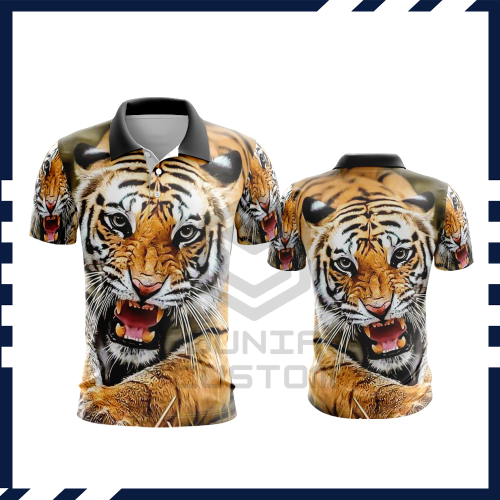 Kaos Polo Harimau Lengan Pendek | Baju Harimau Pria | Jersey Harimau | Kaos Gambar Harimau