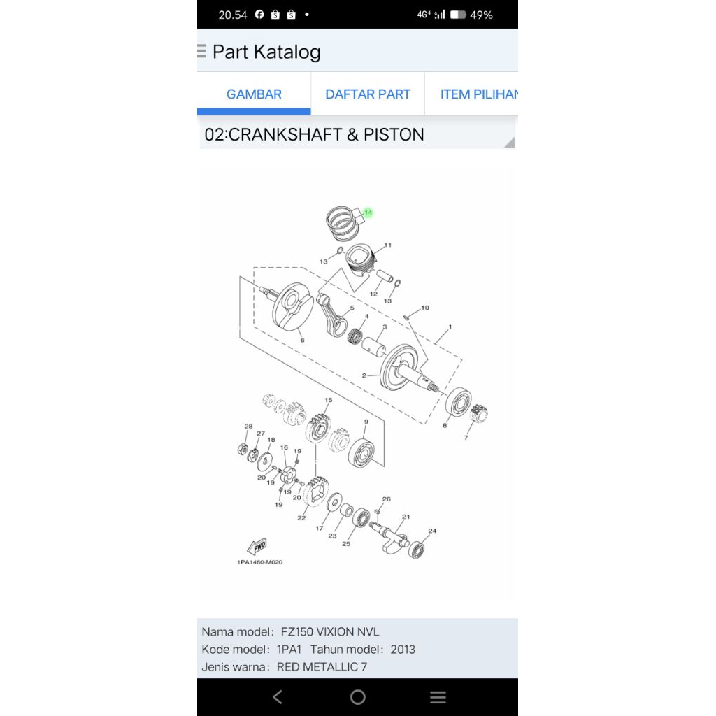 ring piston originsl 1PA VIXION NEW NVL