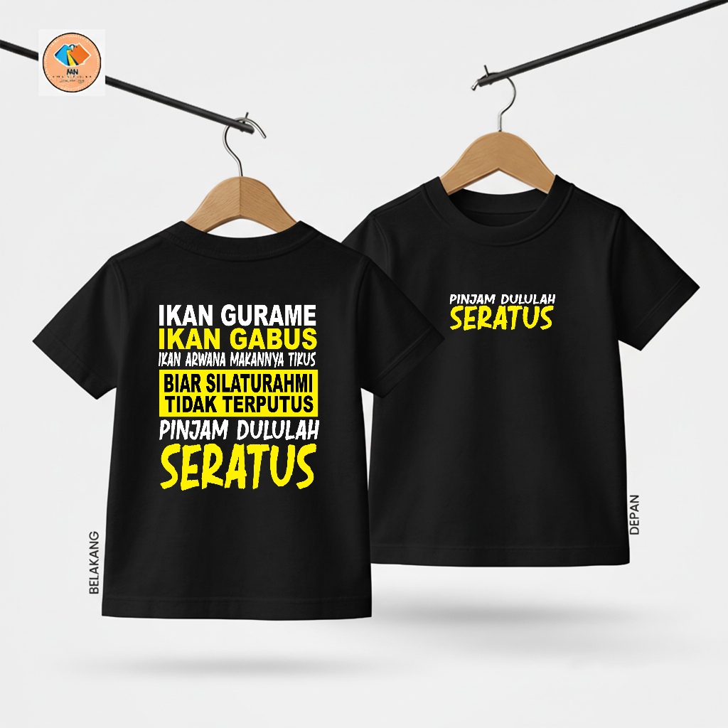 Kaos Anak IKAN GURAME IKAN GABUS - Baju Kids Kata Kata - Depan Belakang - T-Shirt Combed 24s Unisex