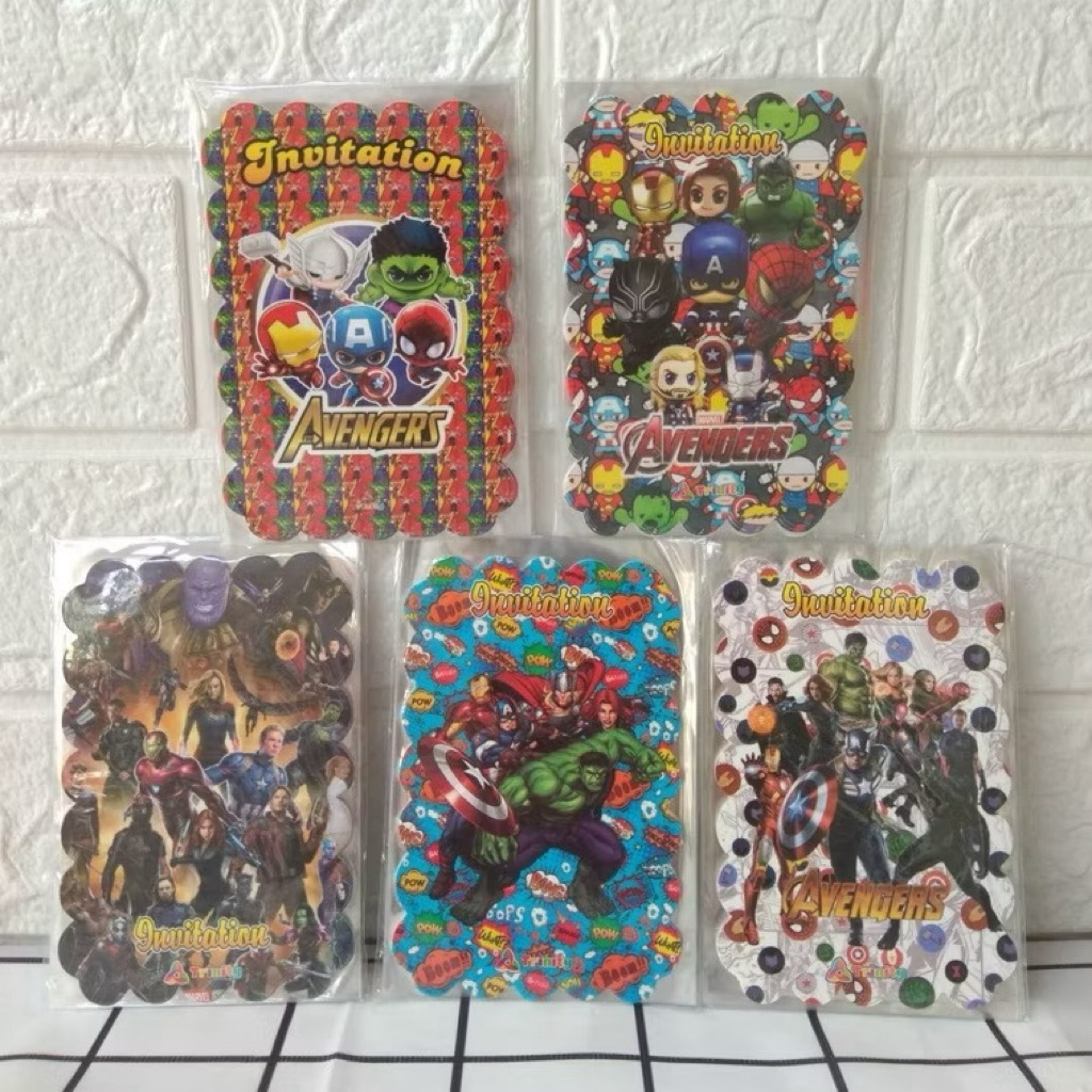 UNDANGAN ULANG TAHUN ( isi 10 pcs ) ANAK KARAKTER perlengkapan pesta ultah harga murah pernak pernik