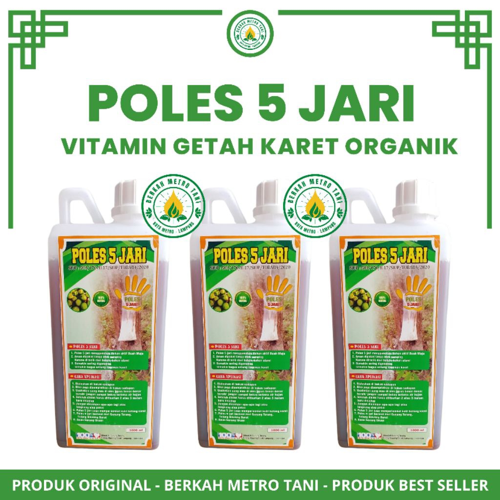 PROMO POLES 5 JARI - VITAMIN PENAMBAH GETAH KARET ORGANIK ORIGINAL KEMASAN 1000 ML