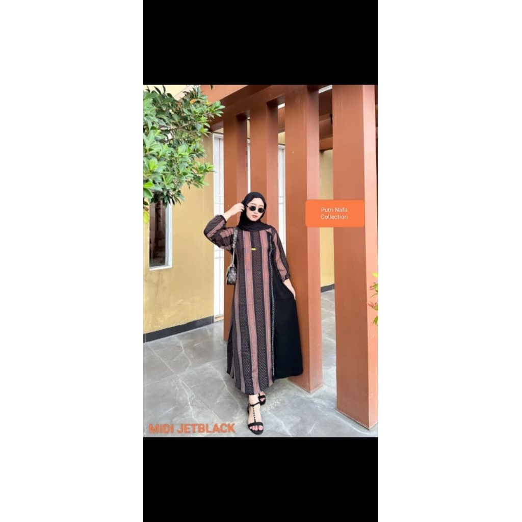 Putri Nafa Gamis Dress Midi Wanita Bahan Jetblack Collection Elegan dan Nyaman
