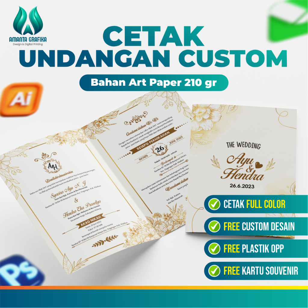 Cetak Undangan Pernikahan | Premium Mewah Elegan & Kekinian | Undangan Custom Full Color