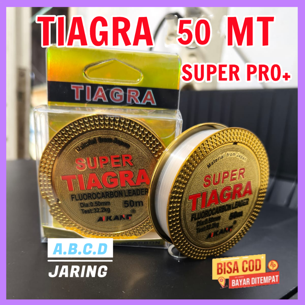 AIKANG Senar Pancing Tiagra 50m Fluorocarbon Kuat Lentur0.16-0.60mm
