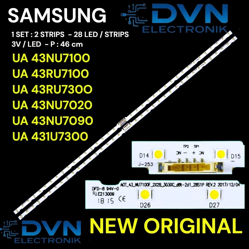 BACKLIGHT TV SAMSUNG  43NU7100 UA 43RU7100 UA 43RU730O UA 43NU7020 UA 43NU7090 UA 431U7300 LED STRIP