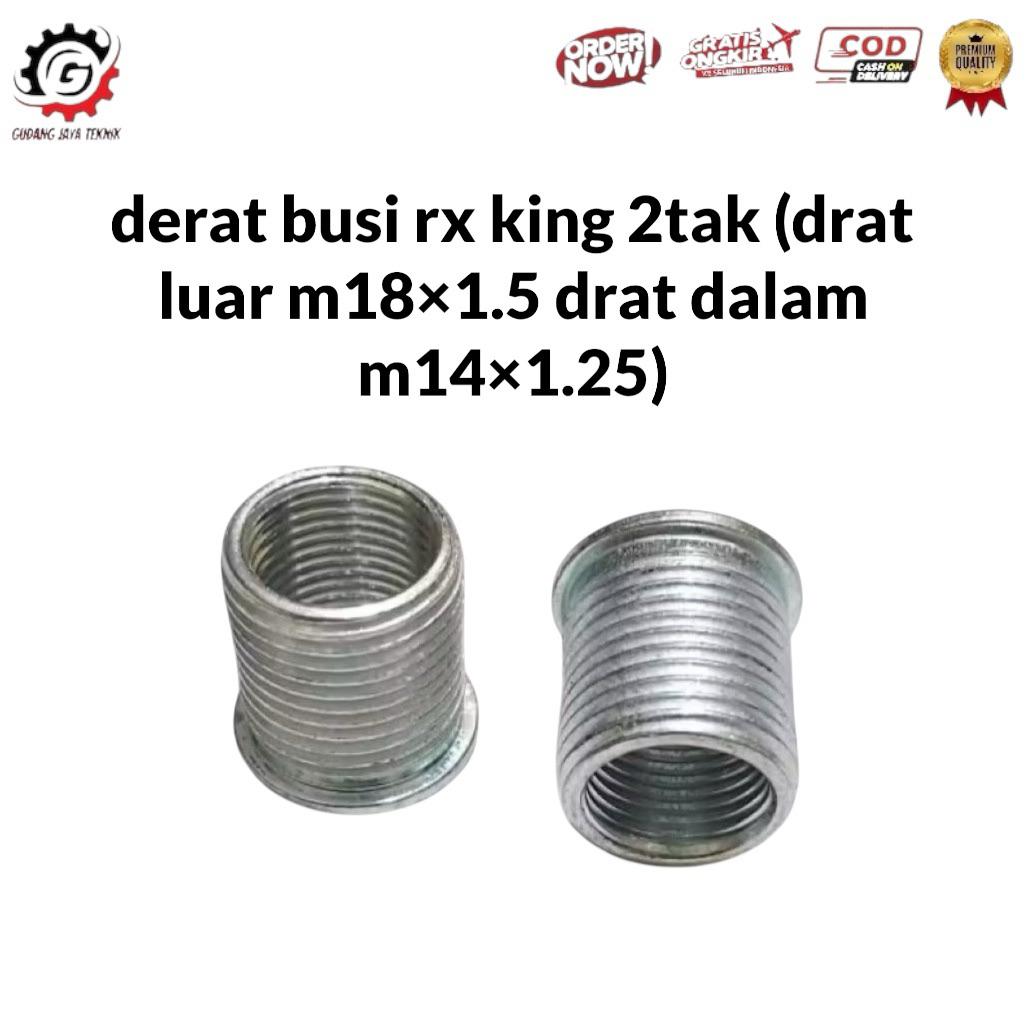 sok drat bosh derat busi rx king 2tak (drat luar m18×1.5 drat dalam m14×1.25)