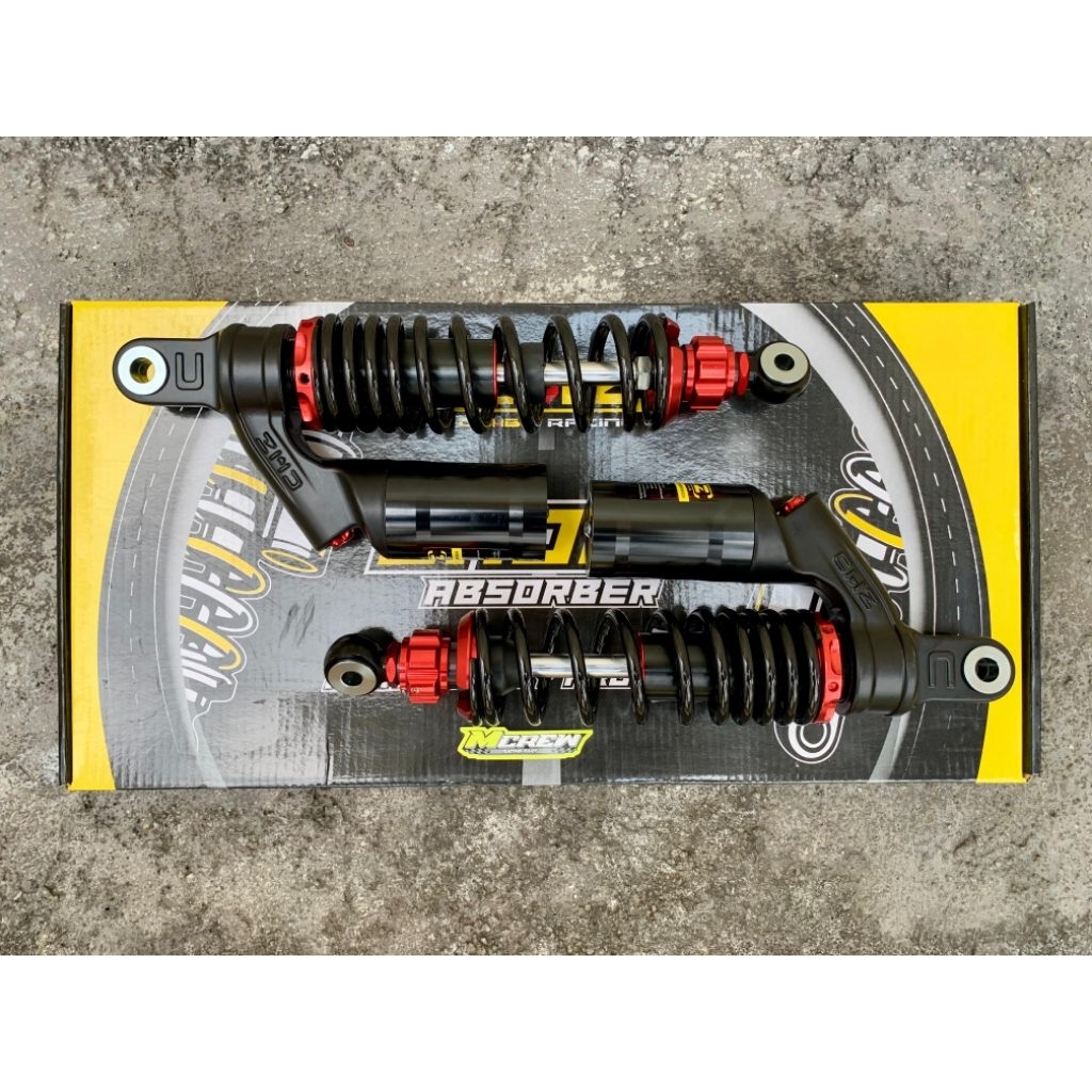SHOCKBREAKER BELAKANG SKOK SHOCK TABUNG CMZ CB-035 DUAL SHOCK 320MM WARNA BLACK RED