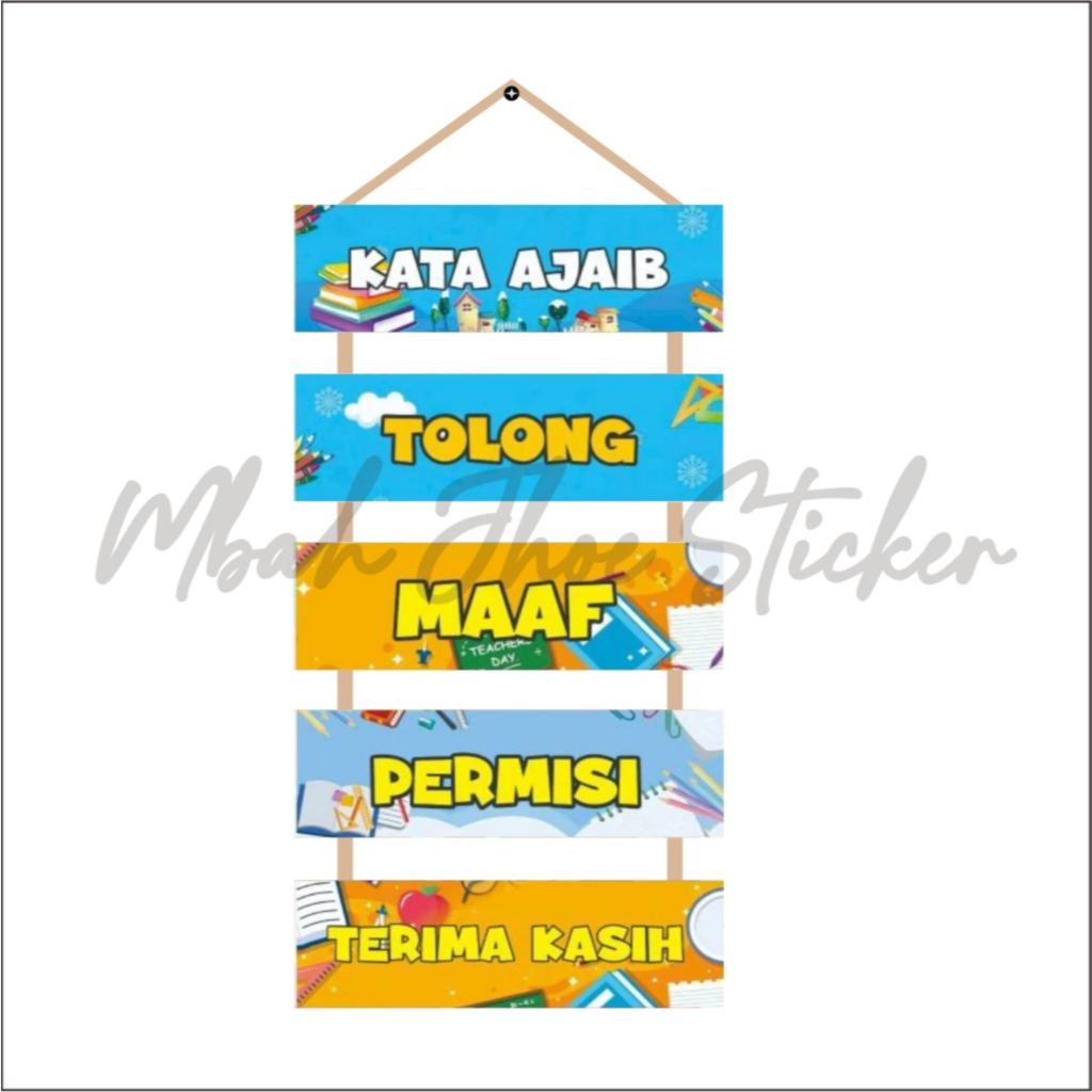 Hiasan dinding sekolah Kata Ajaib 1 set isi 5 susun